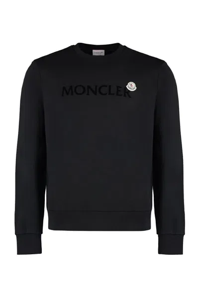 Moncler Cotton Logo Sweatshirt In Black