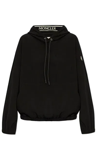 Moncler Logo Detailed Drawstring Hoodie In 999