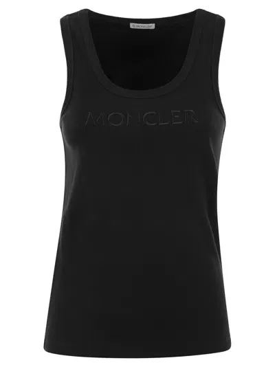 Moncler Logo-embroidered Sports Vest In Black