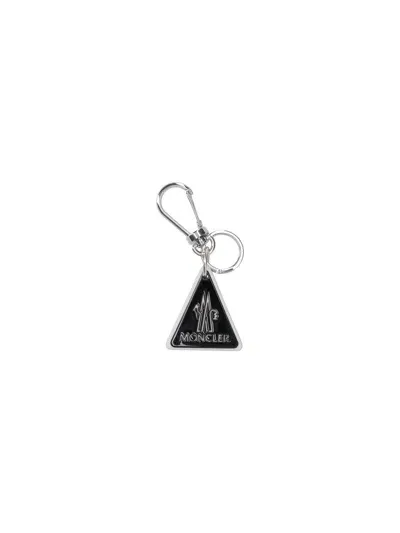 Moncler Logo Keyring In Silver