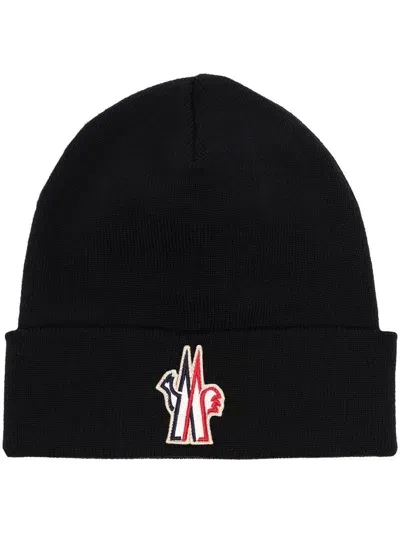 Moncler Logo-patch Beanie In Black