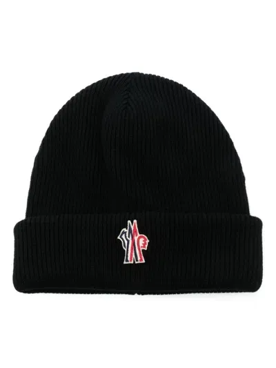 Moncler Logo-patch Beanie Hat In Black