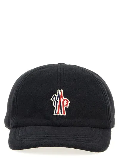 Moncler Logo Patch Cap Hats In Black