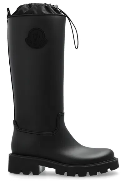 Moncler Logo Patch Drawstring Boots In Black