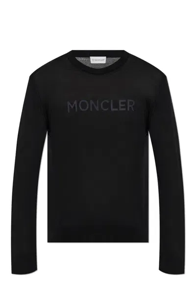 Moncler Logo-print Wool Jumper In Black