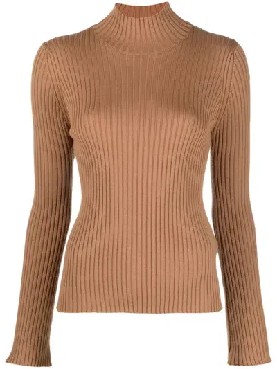 Moncler Tricot Wool Blend Sweater In Beige