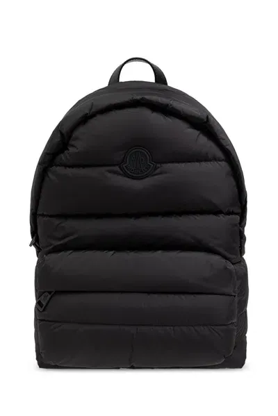 Moncler Logo Patch Padded Backpack In Black