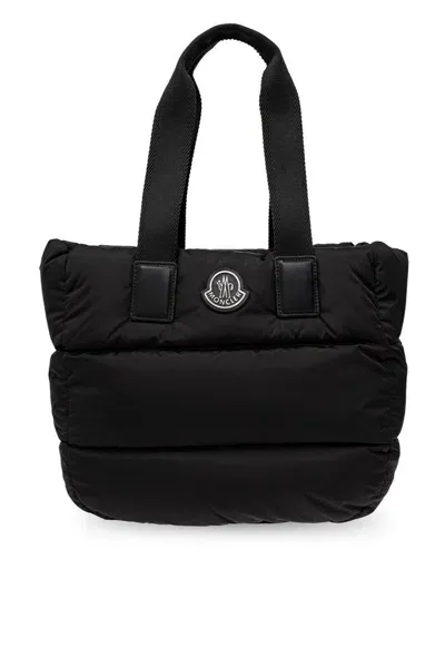 Moncler Logo Patch Padded Tote Bag In Black