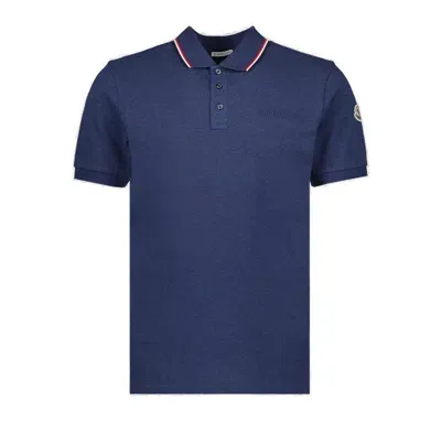 Moncler Cotton Regular Fit Polo Shirt In Navy