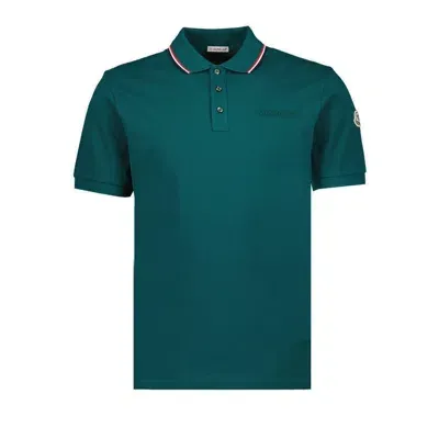 Moncler Logo Patch Polo Shirt In Green