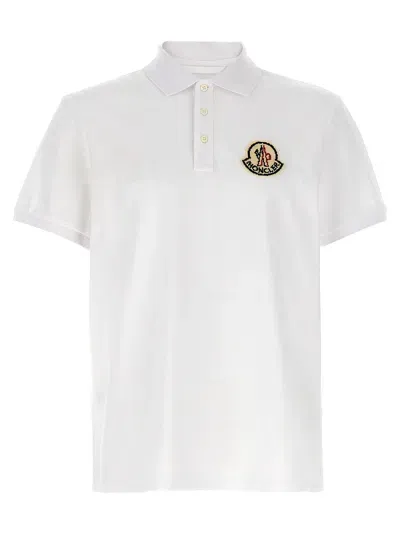 Moncler Logo Patch Polo Shirt In White