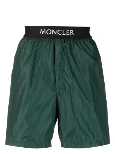 Moncler Logo-patch Swim Shorts In Green