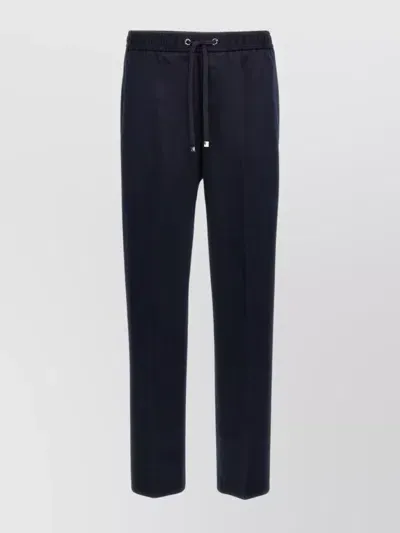 Moncler Logo Patch Trousers With Elastic Waistband In Blue