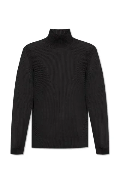 Moncler Logo Patch Turtleneck Knit Jumper In Black