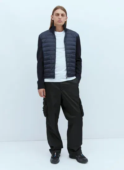 Moncler Logo Patch Zip-up Cardigan In Blue