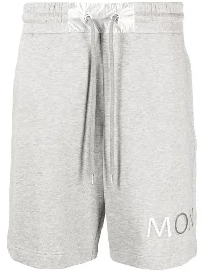 Moncler Logo-print Drawstring Shorts In Grey