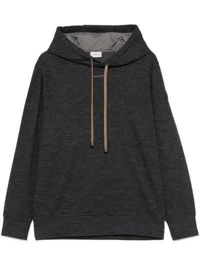 Moncler Logo-print Hoodie In Grey