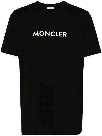 Moncler Raised-logo Cotton T-shirt In Black