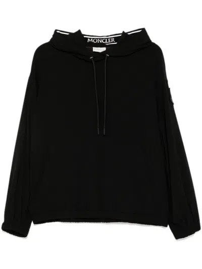 Moncler Logo-sleeved Hoodie In Black