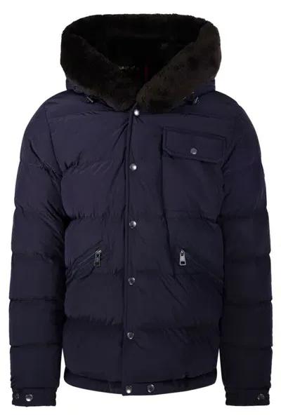 Moncler Marcelettes Hooded Puffer Jacket In Navy