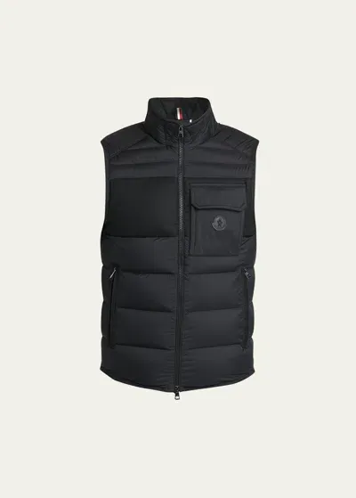 Moncler Men's Tonal Paneled Down Vest In Black