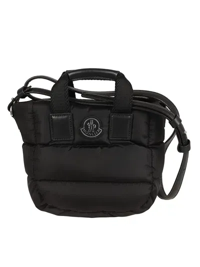 Moncler Mini Caradoc Quilted Nylon Tote Bag In Black