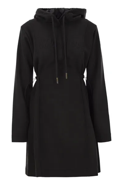 Moncler Mini Hooded Dress In Adjustable Sides With Grosgrain Loop