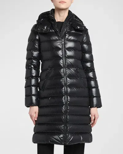 Moncler Moka Long Puffer Coat In Black