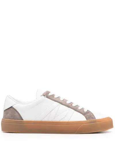 Moncler Monaco 2 Leather Sneakers In Blanco