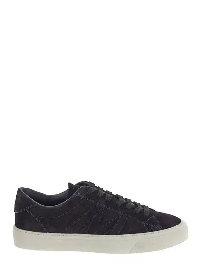 Moncler Blue Suede Trainer In Black