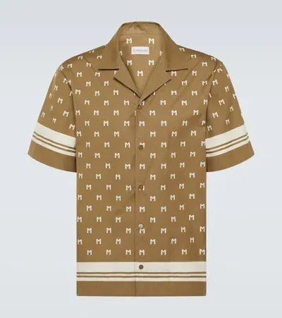 Moncler Monogram Cotton Bowling Shirt In Green