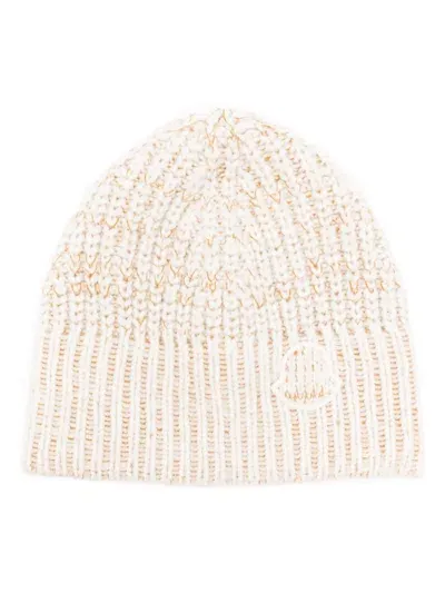 Moncler Mouliné Beanie Hat In White