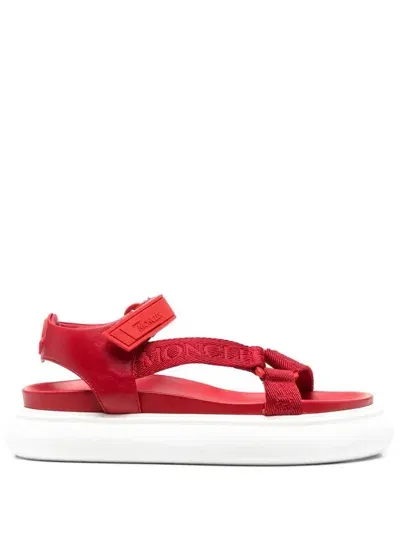 Moncler Multi-strap Flatform Sandal In Red