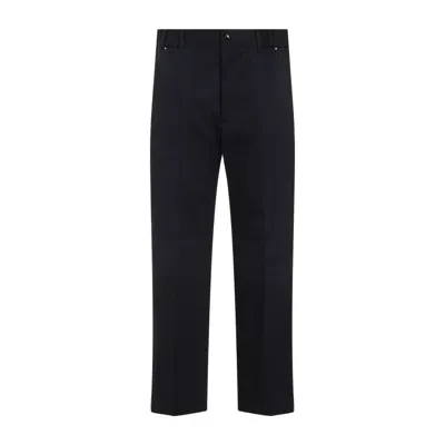 Moncler Navy Blue Cotton Pants In Black