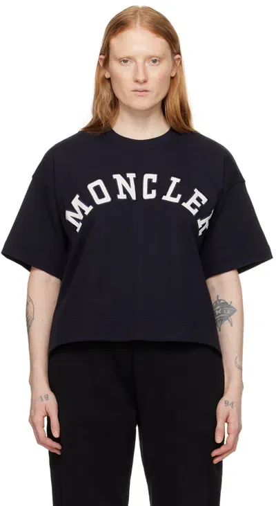 Moncler Navy Maglia T-shirt In 778 Black