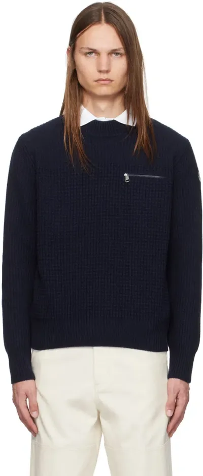 Moncler Virgin Wool & Cashmere Sweater In Blue