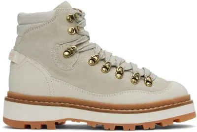 Moncler Off-white Peka Trek Hiking Boots In Ivory