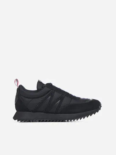 Moncler Leather And Technical Fabric Upper In Black