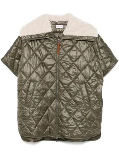 Moncler Padded Cape In Green