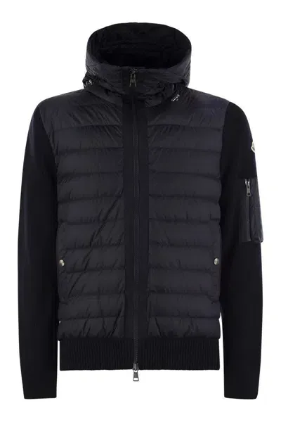 Moncler Padded Hooded Cardigan In Black