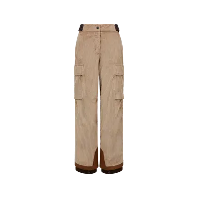 Moncler Padded Technical Corduroy Ski Pants Beige