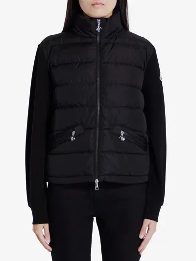 Moncler Panelled Puffer Jacket In Black