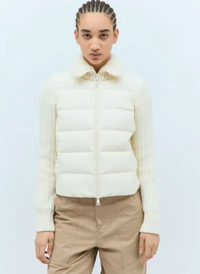 Moncler Padded Zip-up Cardigan In Cream