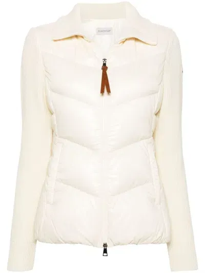 Moncler Padded Zip-up Cardigan In Neutrals