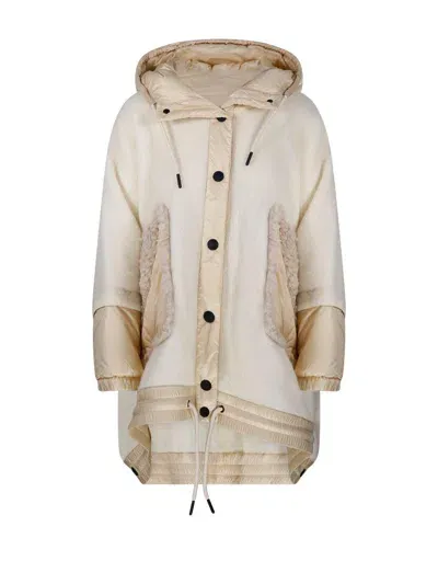 Moncler Panelled Hooded Cape In Pink