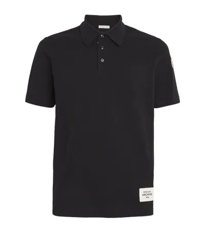 Moncler Piqué Cotton Logo-patch Polo Shirt In 999