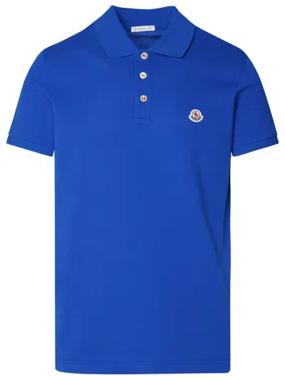 Moncler Logo Patch Polo Shirt In Blue