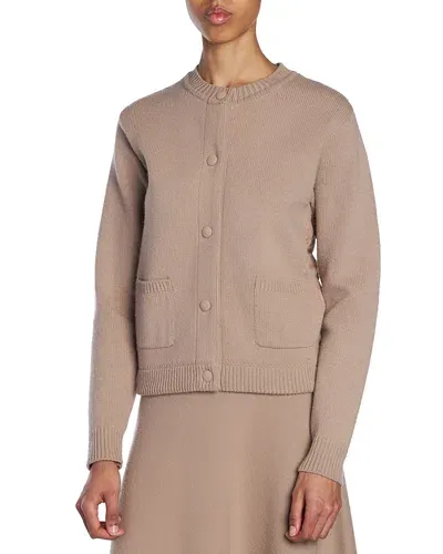 Moncler Quilted Back Cardigan In Pink Taupe