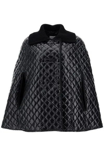 Moncler Quilted Cape With Collar In Black