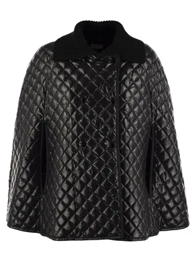 Moncler Quilted Down Cape In Black